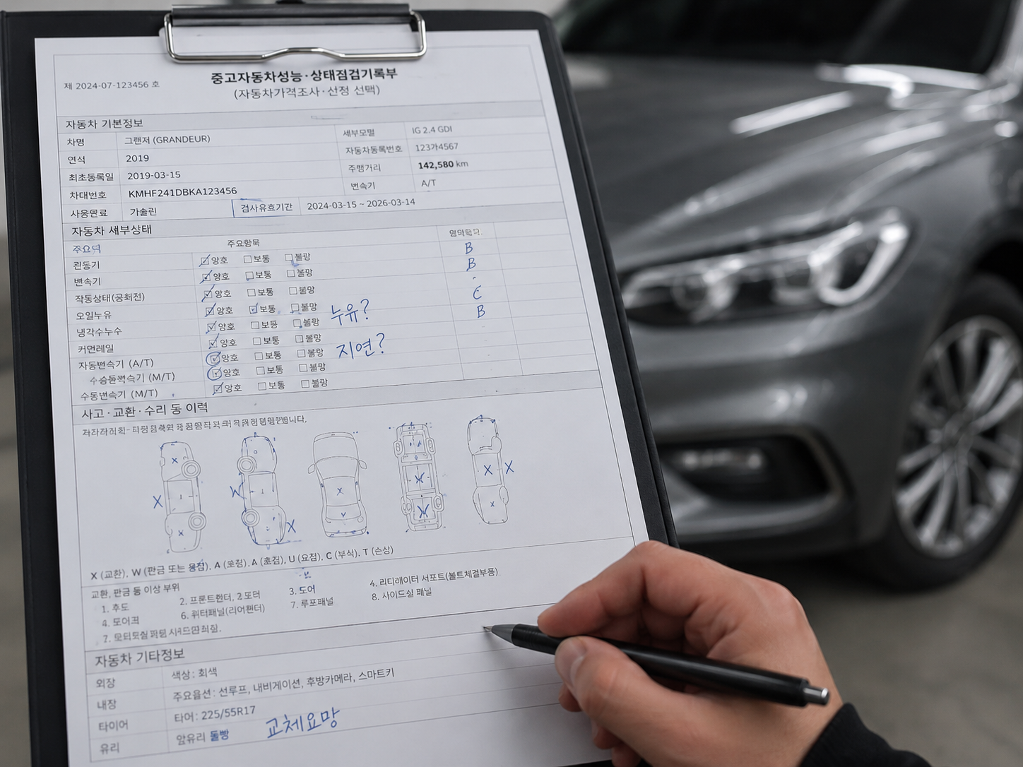 Korean-language inspection sheet
